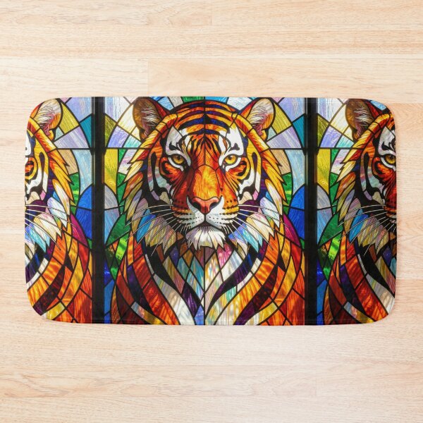 Item preview, Tiger Portrait Stained Glass Vibrant Mosaic designed and sold by pinkal.