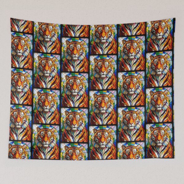 Item preview, Tiger Portrait Stained Glass Vibrant Mosaic designed and sold by pinkal.