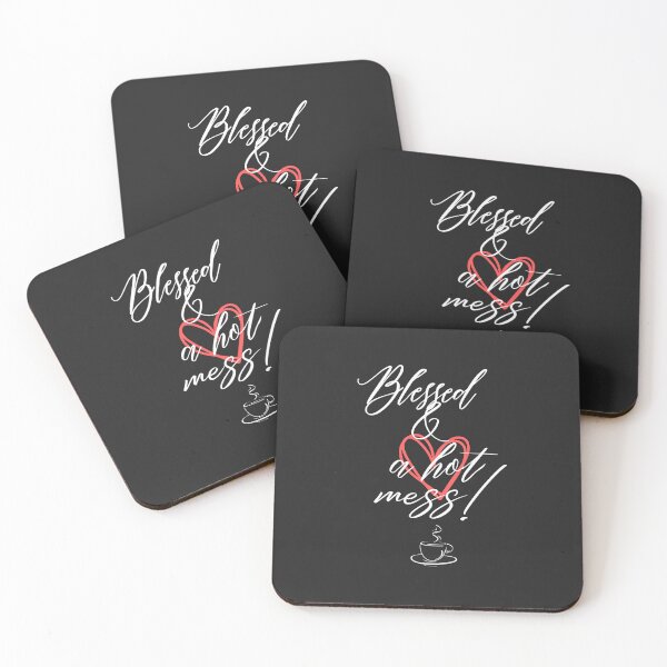 Item preview, Blessed & a Hot Mess – Coffee Quote Typography Design designed and sold by TetelestaiWeave.