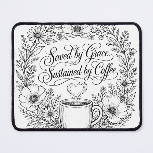 Item preview, Saved By Grace Sustained By Coffee Floral Tee designed and sold by PureGritFaith.