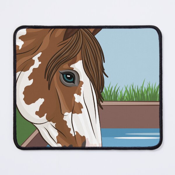 Item preview, A piebald horse drinking from a watering trough designed and sold by Cheval-de-coeur.