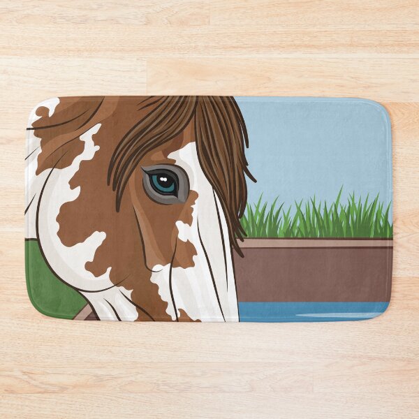 Item preview, A piebald horse drinking from a watering trough designed and sold by Cheval-de-coeur.