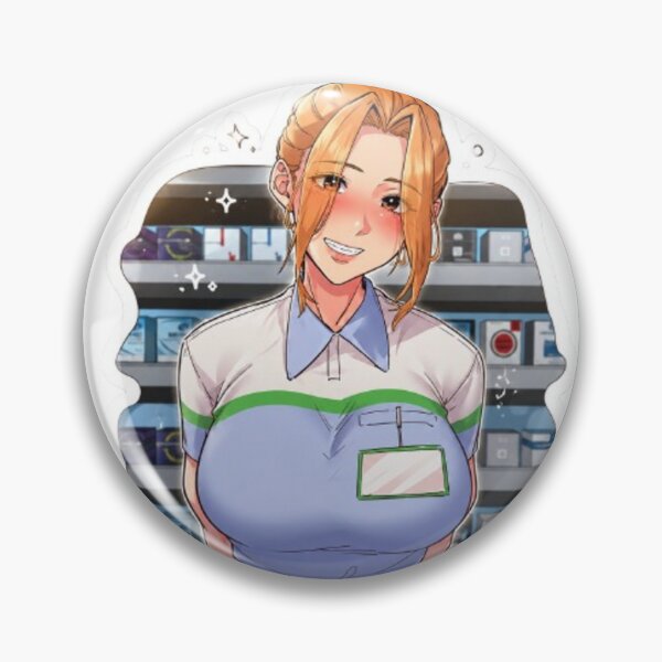 Item preview, Cute Anime Pharmacy Girl Sticker – Cheerful Blonde Shop Assistant designed and sold by MeowLoka ⭐⭐⭐⭐.