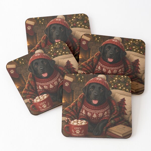 Item preview, Cozy Christmas Lab – Christmas Labrador in the Fireplace designed and sold by Goodthingstree.