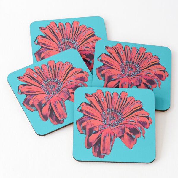 Item preview, Moody Electric Red and Blue Gerbera Daisy Digital Painting designed and sold by BalkanBloomArt.
