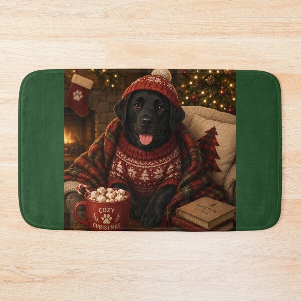 Item preview, Cozy Christmas Lab – Christmas Labrador in the Fireplace designed and sold by Goodthingstree.