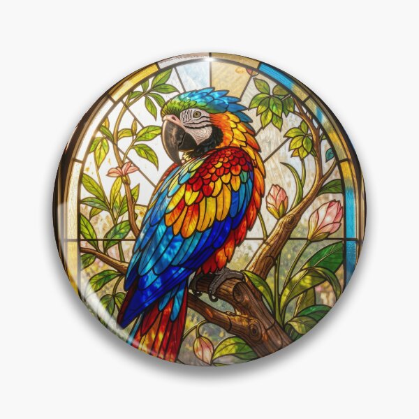Item preview, Macaw Parrot Stained Glass Tropical Window designed and sold by pinkal.