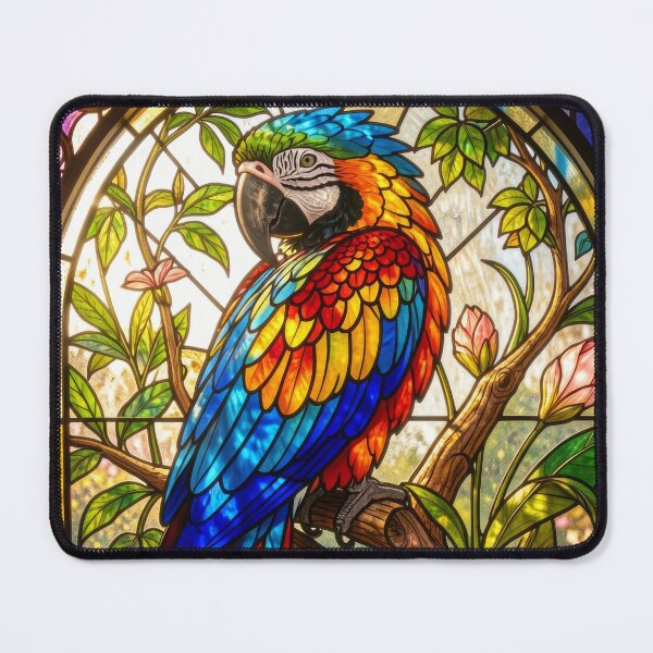 Item preview, Macaw Parrot Stained Glass Tropical Window designed and sold by pinkal.