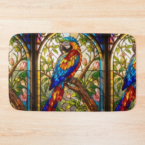 Item preview, Macaw Parrot Stained Glass Tropical Window designed and sold by pinkal.
