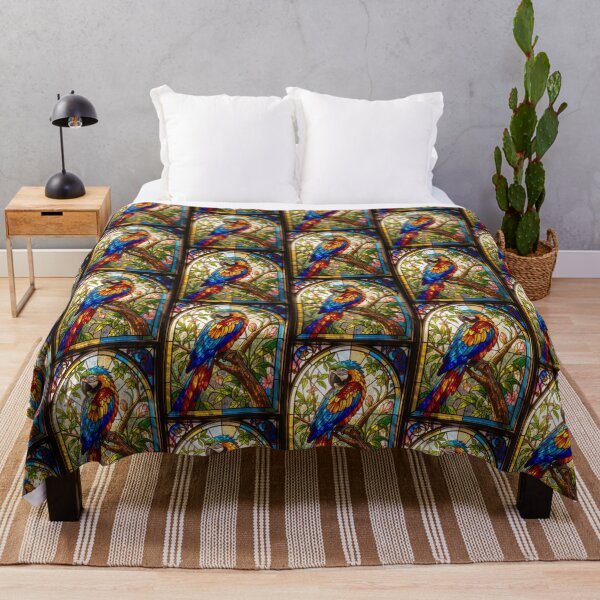 Item preview, Macaw Parrot Stained Glass Tropical Window designed and sold by pinkal.