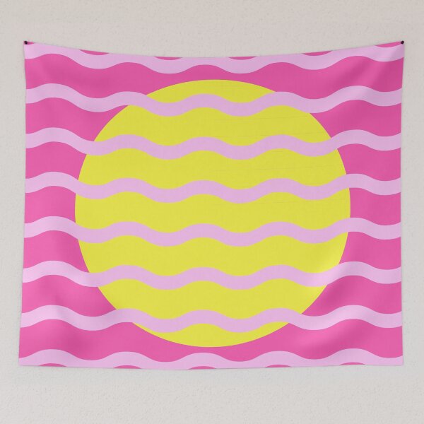 Item preview, Mid Century Modern Wavy Sun Pink and Mustard designed and sold by nineFlorals.