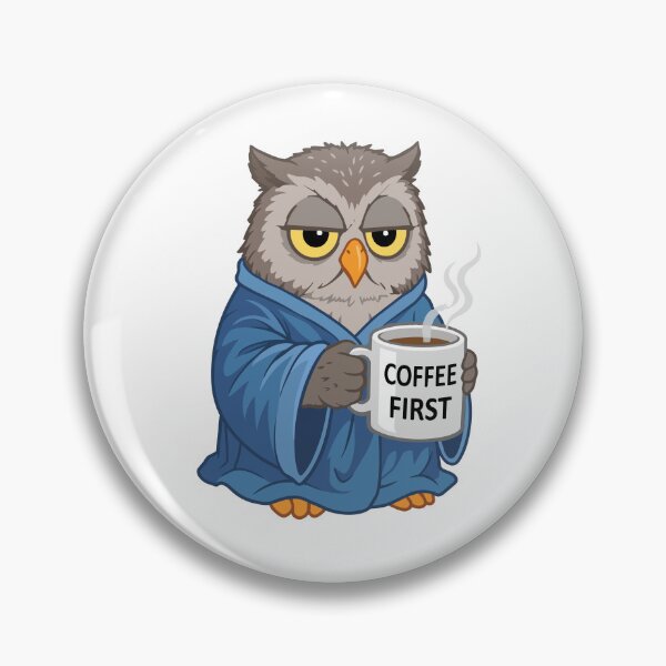Item preview, Coffee First Sleepy Owl Illustration designed and sold by BanksyNB.
