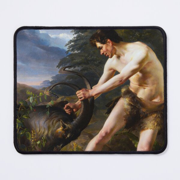 Item preview, A young man fighting a goat by Friedrich Rehberg designed and sold by The Breathing Paint.