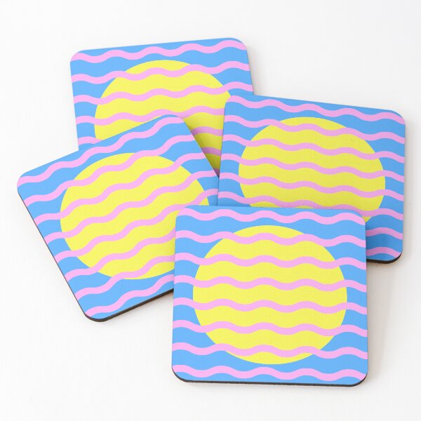 Item preview, Mid Century Modern Wavy Sun Pink Blue Mustard designed and sold by nineFlorals.