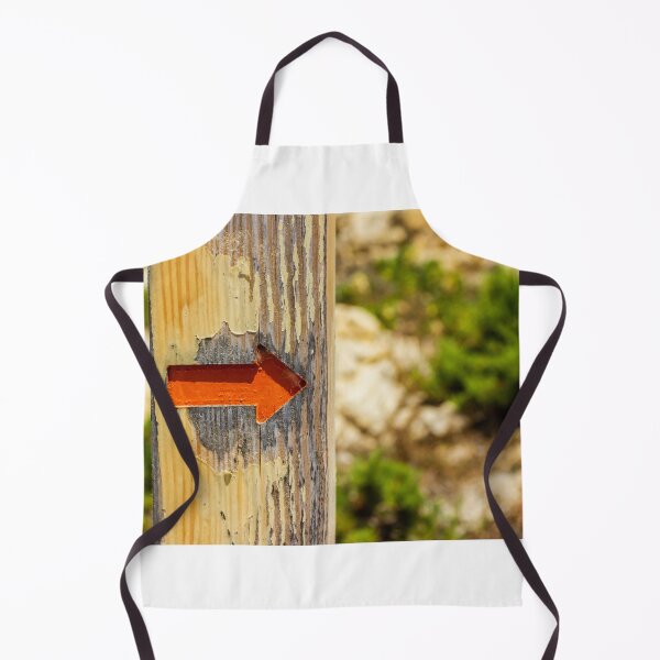 Item preview, Weathered Wooden Post With Orange Arrow Direction Sign Pointing Right On Outdoor Trail designed and sold by Nmallia.
