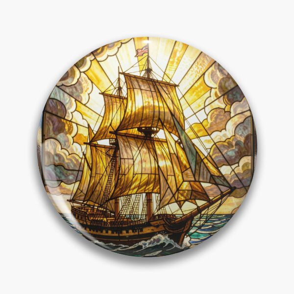 Item preview, Tall Ship Stained Glass Sailing Vessel designed and sold by pinkal.