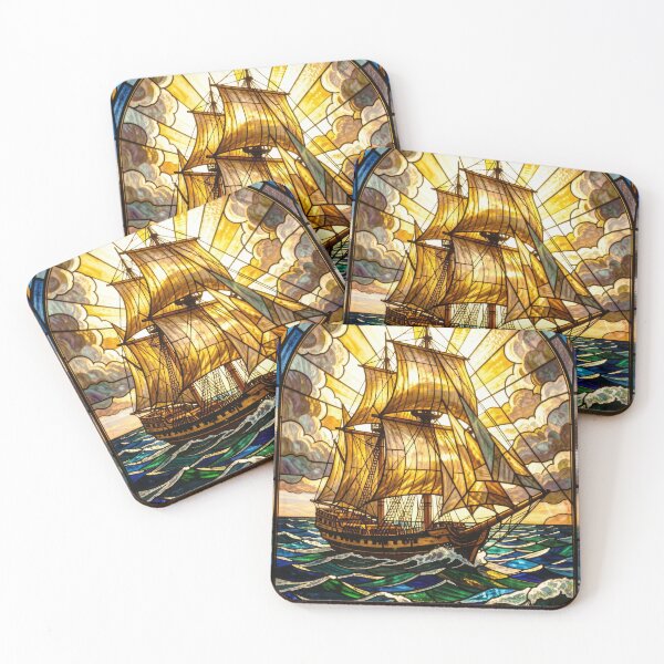 Item preview, Tall Ship Stained Glass Sailing Vessel designed and sold by pinkal.