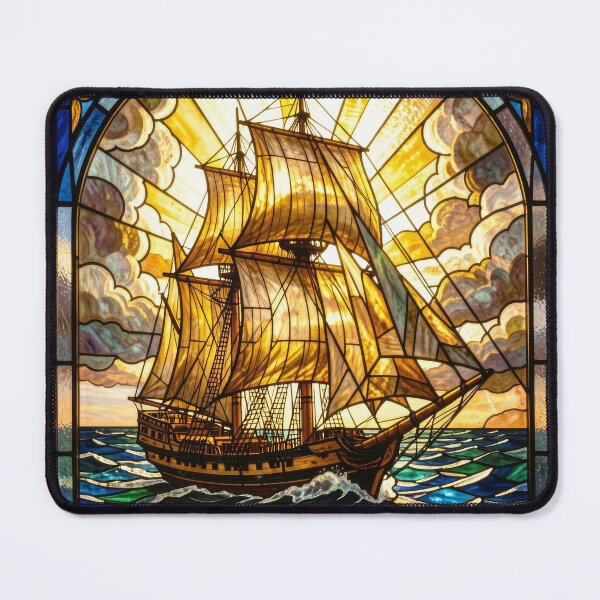 Item preview, Tall Ship Stained Glass Sailing Vessel designed and sold by pinkal.