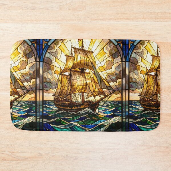 Item preview, Tall Ship Stained Glass Sailing Vessel designed and sold by pinkal.