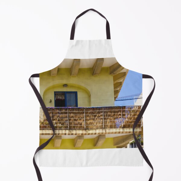 Item preview, Sunny Yellow Apartment Balcony With Reed Screen and Potted Plants on Urban Building designed and sold by Nmallia.