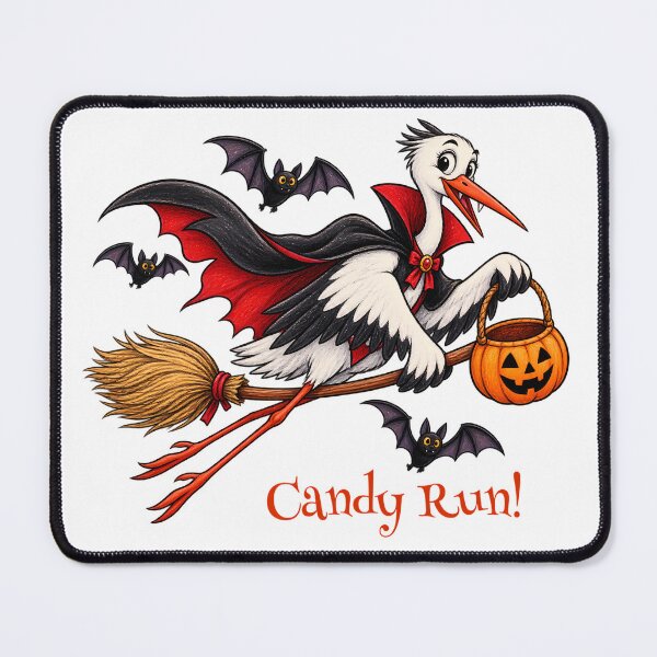 Item preview, Vampire Stork Candy Run Halloween – Funny Witch Bird on Broomstick designed and sold by Buli89.