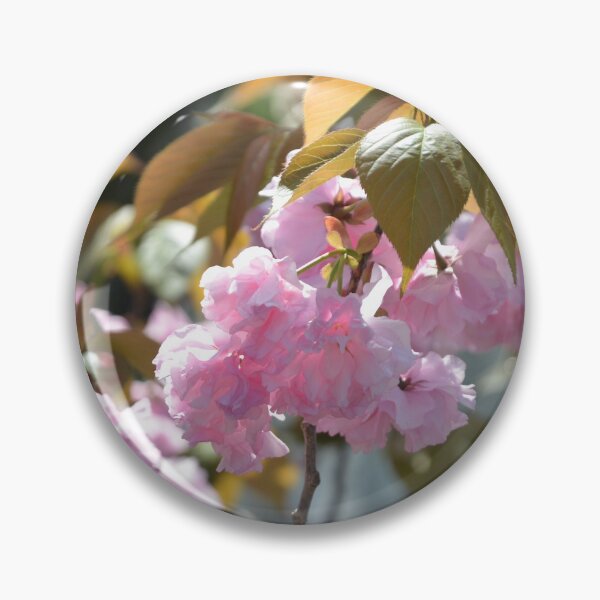 Item preview, Double Flowering Pink Cherry Blossoms with Leaves designed and sold by MiraNadaPrints.