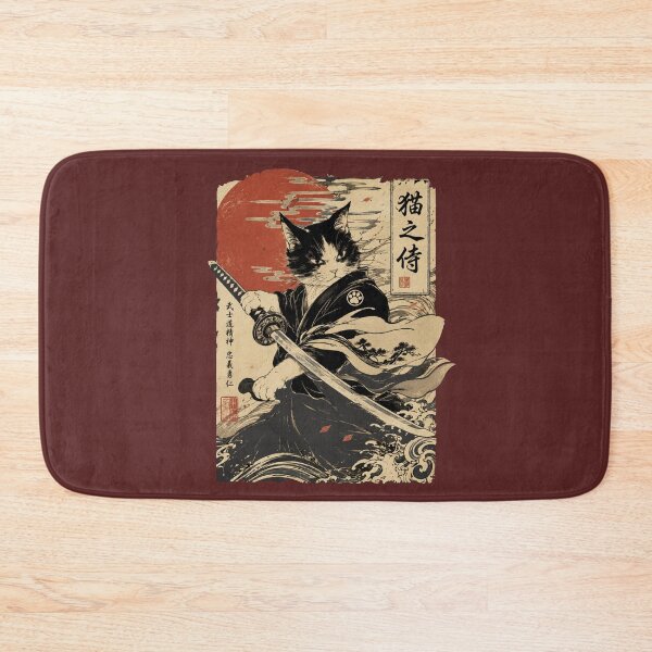 Item preview, Cat With Sword Martial Arts Fighter Retro Japanese Aesthetics  designed and sold by alenaz.