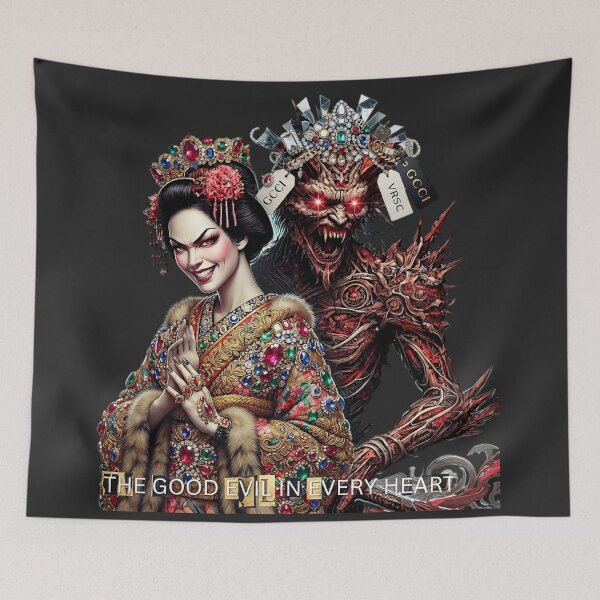 Item preview, Geisha Demon Fur Jewels Labels designed and sold by Voodoo Store Paranormal Collections.