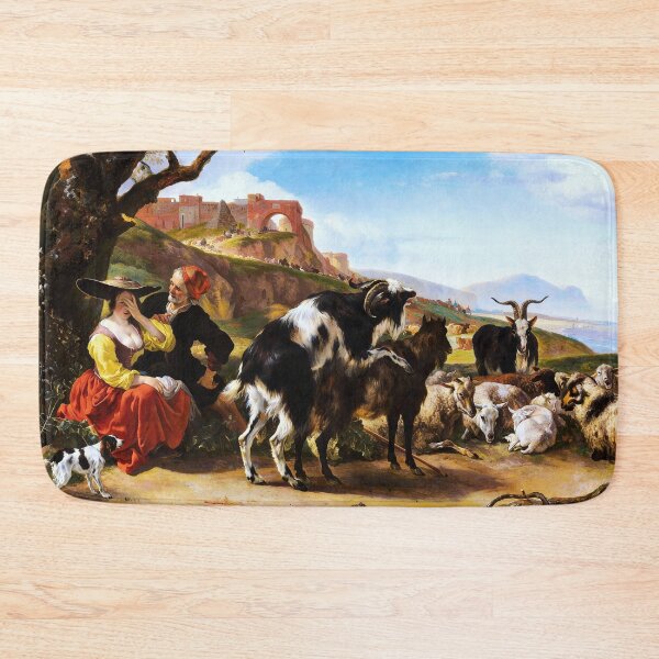 Item preview, Italianate landscape with a shepherd showing a woman his flock by Jan Baptist Weenix designed and sold by The Breathing Paint.