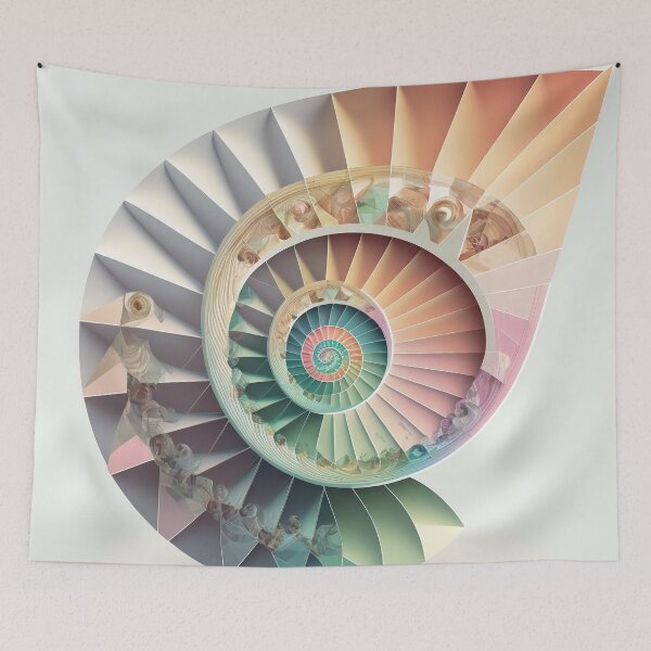 Item preview, Coral and Sage Paper Spiral Fan designed and sold by RAGANADesign.