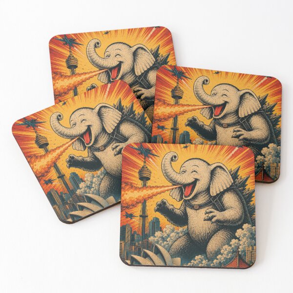 Item preview, Elephant Cutezilla Attacks Sydney - Opera House Kaiju Poster designed and sold by BRTHRCNK01.