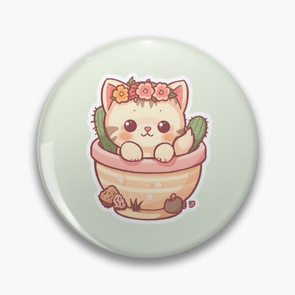 Item preview, Kawaii Cat in Cactus Pot designed and sold by UnRealS.