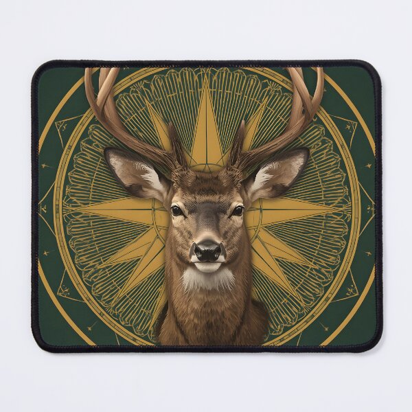 Item preview, Mystical Stag Gold Mandala Art designed and sold by ameetlumiere.