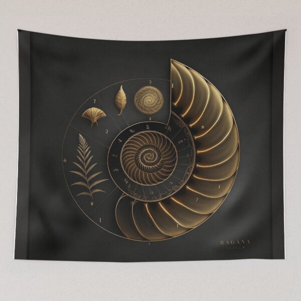 Item preview, Gold Nautilus with Botanical Specimens designed and sold by RAGANADesign.