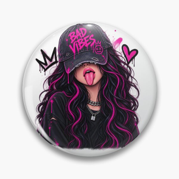 Item preview, Bad Vibes Neon Pink Rebel Girl Streetwear Art designed and sold by TinyWeird.