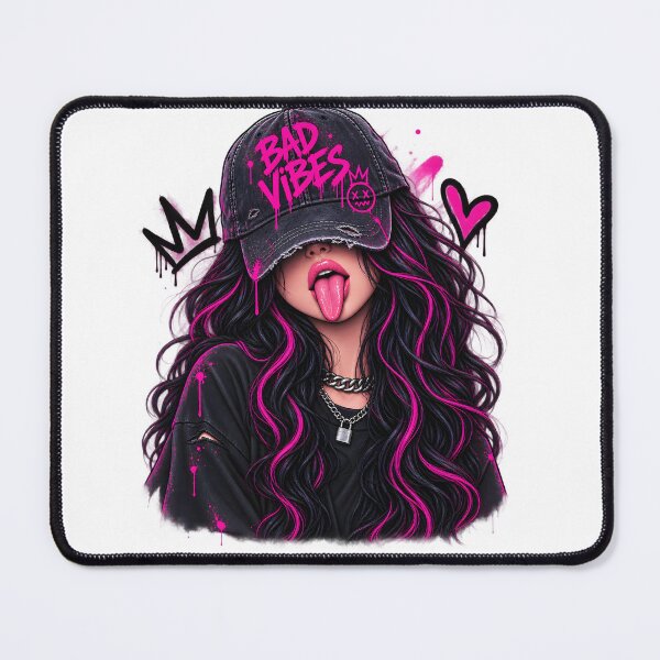 Item preview, Bad Vibes Neon Pink Rebel Girl Streetwear Art designed and sold by TinyWeird.