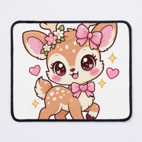 Item preview, Cute Kawaii Deer with Pink Bows and Flowers designed and sold by Vegasstickers.