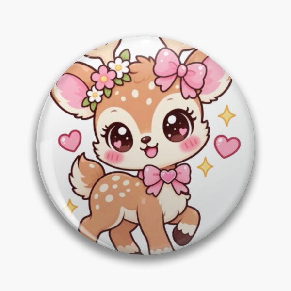 Item preview, Cute Kawaii Deer with Pink Bows and Flowers designed and sold by Vegasstickers.