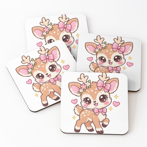 Item preview, Cute Kawaii Deer with Pink Bows and Flowers designed and sold by Vegasstickers.