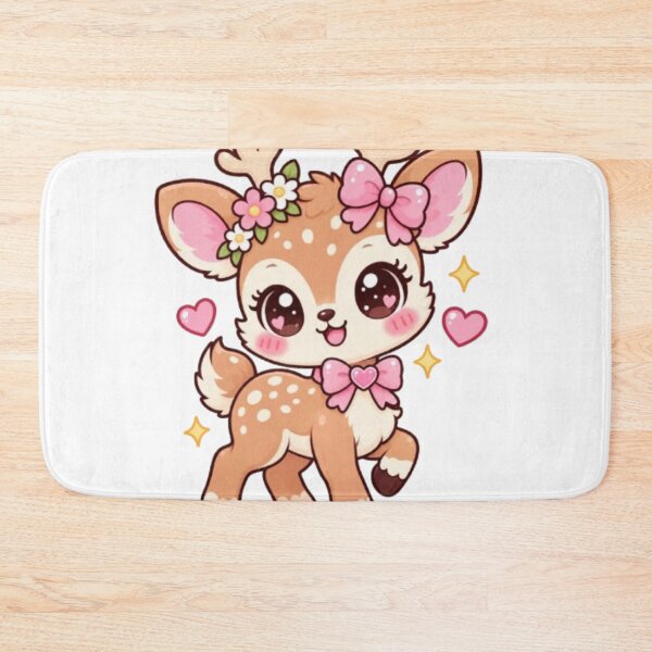 Item preview, Cute Kawaii Deer with Pink Bows and Flowers designed and sold by Vegasstickers.