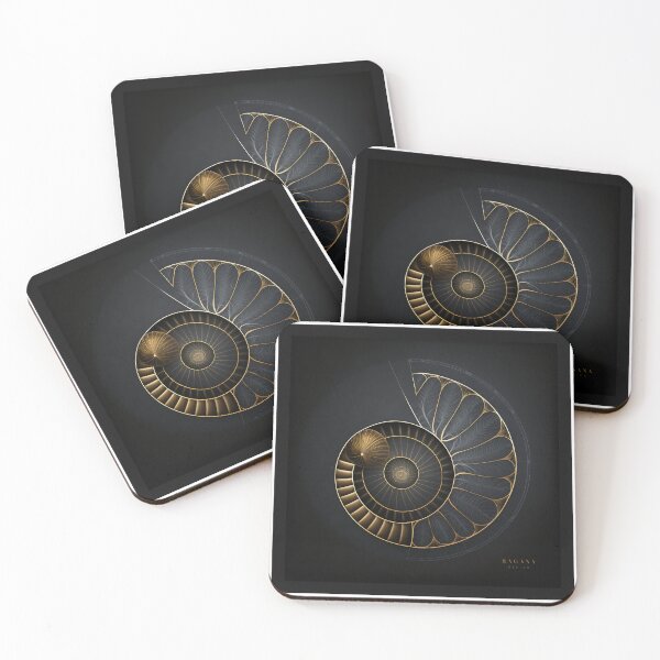 Item preview, Black and Gold Feathered Spiral Shell designed and sold by RAGANADesign.