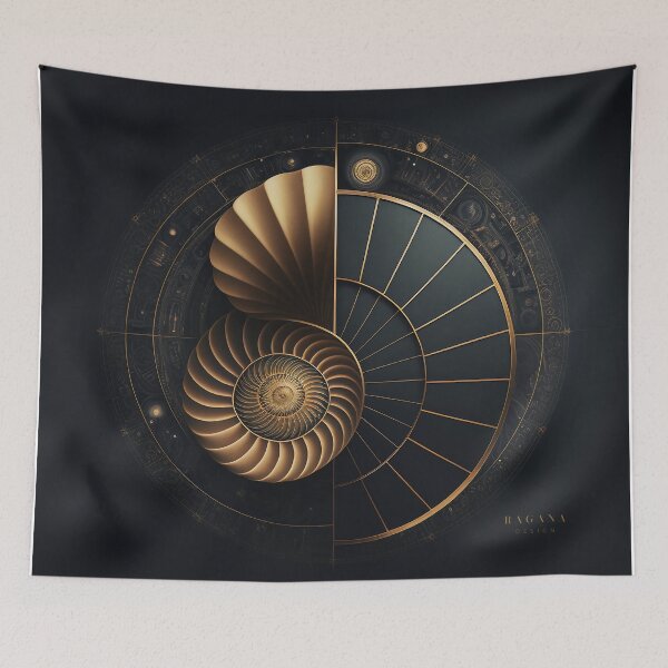 Item preview, Gilded Quarter Spiral on Deep Navy designed and sold by RAGANADesign.