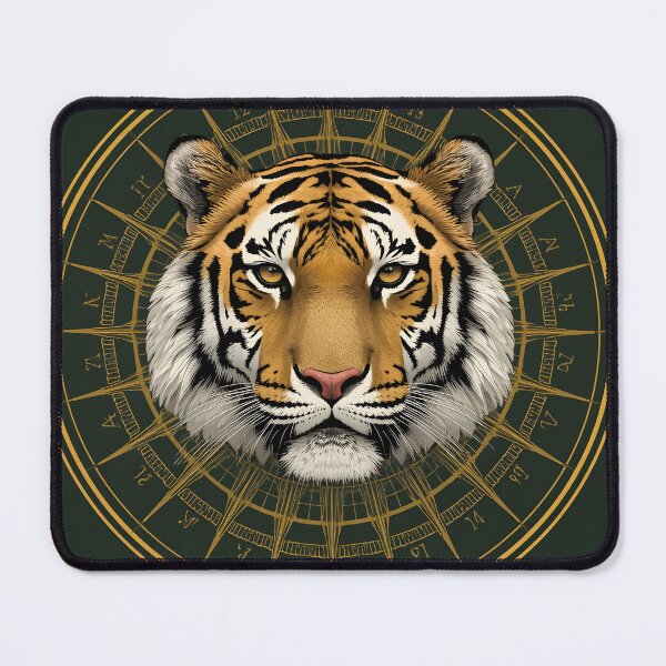 Item preview, Mystical Tiger Gold Mandala Art designed and sold by ameetlumiere.