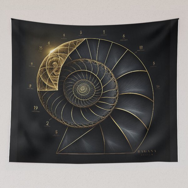Item preview, Gold Wedge Spiral with Fibonacci Numbers designed and sold by RAGANADesign.