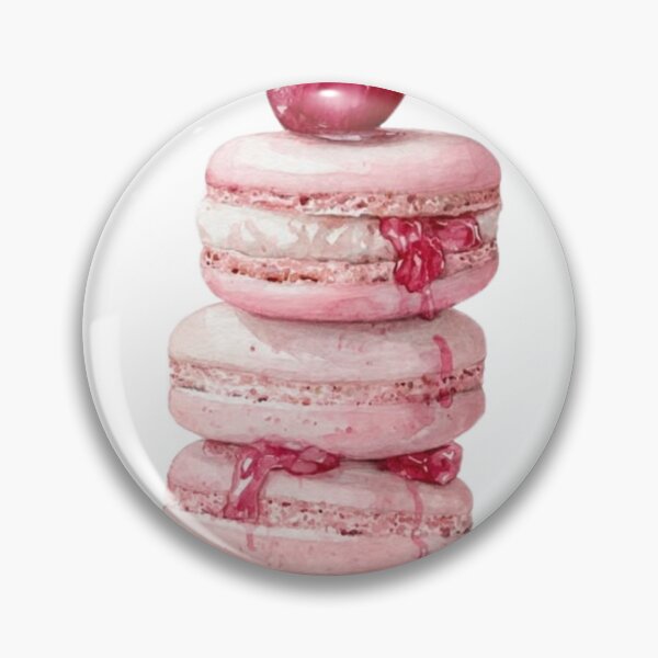 Item preview, Watercolor Pink Cherry Macaron Stack Artwork designed and sold by MindMakerStudio.