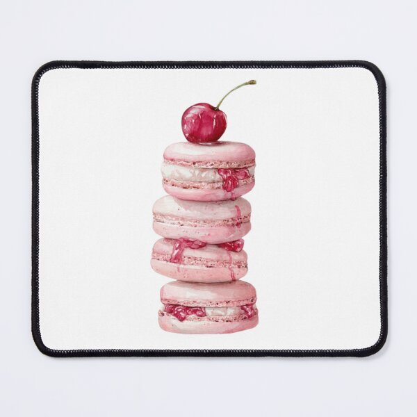 Item preview, Watercolor Pink Cherry Macaron Stack Artwork designed and sold by MindMakerStudio.