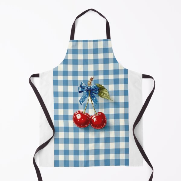 Item preview, Vintage Cherries with Blue Bow on Gingham Pattern designed and sold by MindMakerStudio.