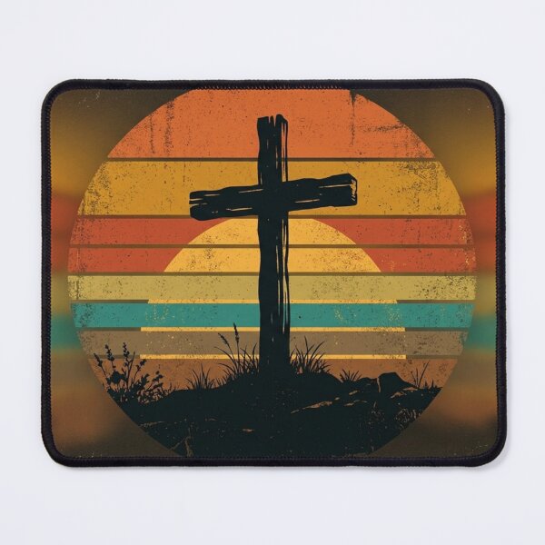 Item preview, Christian Cross Sunset Retro Panoramic designed and sold by MantoSagrado.