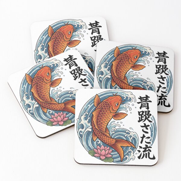 Item preview, Japanese Koi Fish Great Wave Art | Red Koi Lotus Flower Ukiyo-e Design designed and sold by Art JSMY.