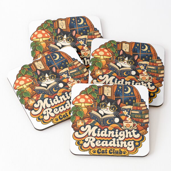 Item preview, Retro Midnight Reading Cat Club 70s Bookworm designed and sold by Retro Whiskers.